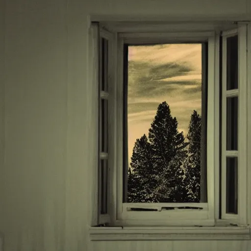 Prompt: eyes outside your window at night