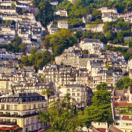 Prompt: the city of Montmartre, but rebuilt in China, intricate detail, photorealistic, 8k, golden hour, landscape, beautiful