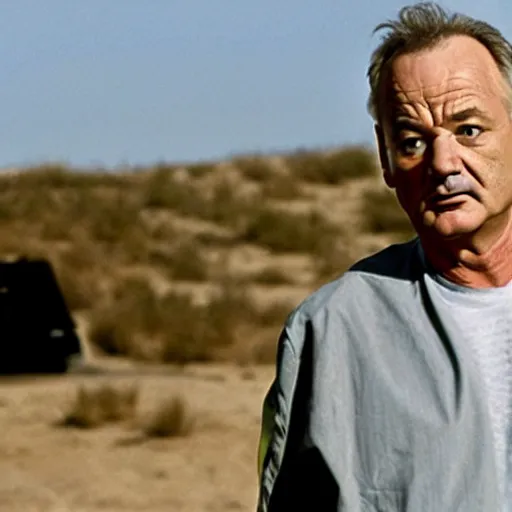 Prompt: bill murray playing a role in breaking bad, film still, promotional shot