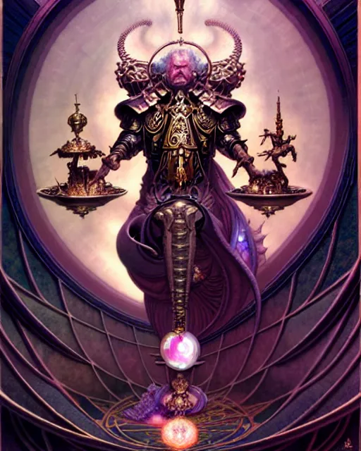 Image similar to the emperor tarot card, fantasy character portrait made of fractals, ultra realistic, wide angle, intricate details, the fifth element artifacts, highly detailed by peter mohrbacher, hajime sorayama, wayne barlowe, boris vallejo, aaron horkey, gaston bussiere, craig mullins