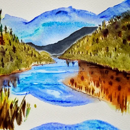 Prompt: water color of a national park