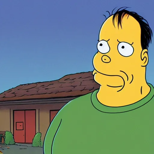 Prompt: portrait of rich evans from redlettermedia as a carachter from the simpsons
