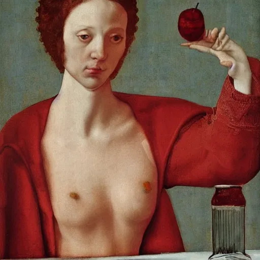 Prompt: a painting of the Koolaid meme by Agnolo Bronzino