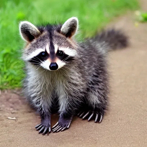 Prompt: a raccoon kitten hybrid