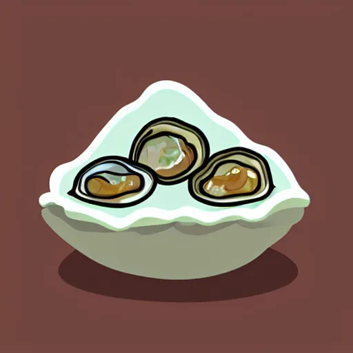 Prompt: oyster with a couch inside instead of a pearl, cartoon, bitmap