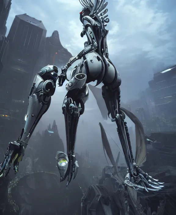 Prompt: extremely detailed cinematic shot of a giant 1000 meter tall beautiful stunning hot female warframe, that's an anthropomorphic robot mecha female dragon, silver sharp streamlined armor, sharp robot cat paws, sharp claws, walking over a tiny city, towering over your view, camera looking up between her legs, crushing buildings beneath her detailed paw feet, camera looking up at her from the ground, fog rolling in, massive scale, worms eye view, ground view, low shot, leg shot, dragon art, micro art, macro art, giantess art, macro, furry, goddess art, furry art, furaffinity, high quality 3D realistic, DeviantArt, artstation, Eka's Portal, HD, depth of field