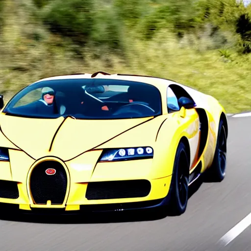 Image similar to andrew tate driving a bugatti