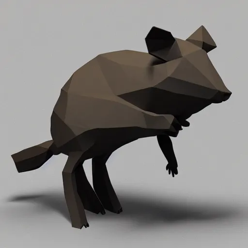 Image similar to 3 d render of a ps 1 rat, low poly count, raytraced, 3 0 8 0 ti