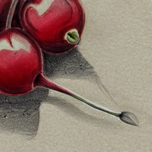 Prompt: professional liner sketch of a close-up cherry