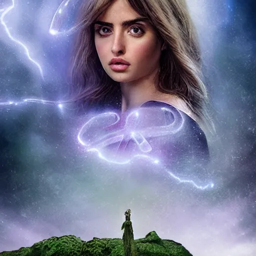 Prompt: hyper realistic portrait of the gorgeous ana de armas, ancient rock runes scatter the background, slightly glowing energy in the pitch black, illuminated the figure from the bottom, green ethereal light, by chris foss, david hardy, artgerm, russ tran