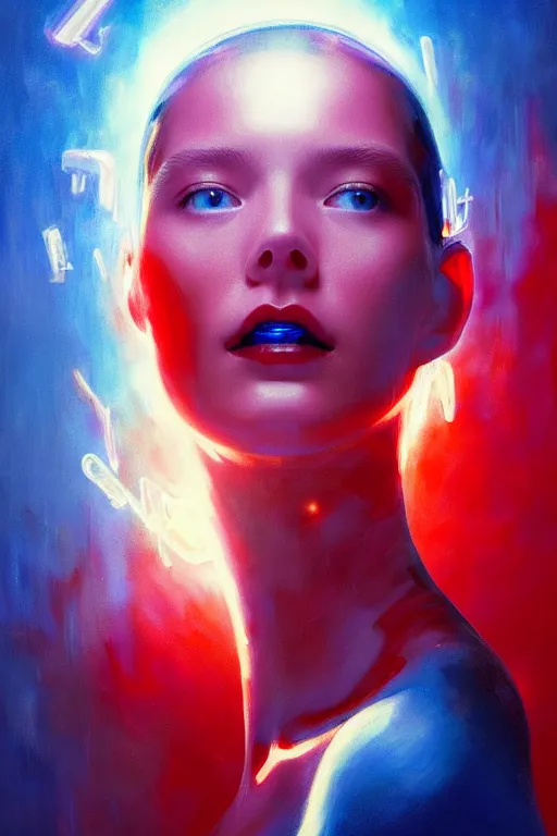 Prompt: 3 d, sci - fi, morning, smiling fashion model face, sun, lightning clouds, vogue cover style, light red and deep blue mood, cinematic, realistic painting, intricate oil painting, high detail, figurative art, multiple exposure, poster art, 3 d, by stanley kubrick and tooth wu and wlop and beeple and greg rutkowski