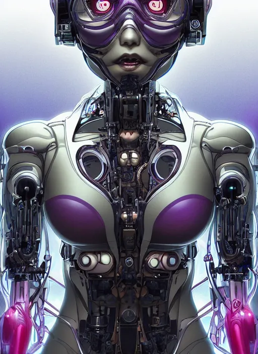 Image similar to portrait of a beautiful cyborg woman by Yukito Kishiro, biomechanical, hyper detailled, trending on artstation