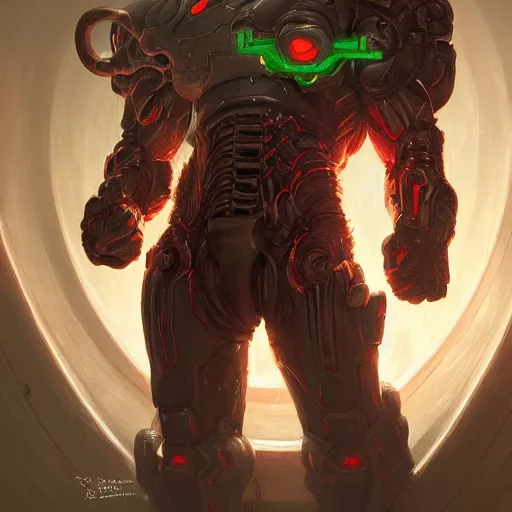 Image similar to doom eternal, mutant, tubes fused with the body, front view, painted by stanley lau, painted by greg rutkowski, painted by stanley, artgerm, masterpiece, digital art, trending on arts