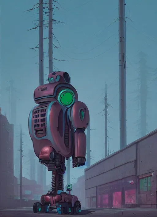 Prompt: a matte painting of a robot by simon stalenhag