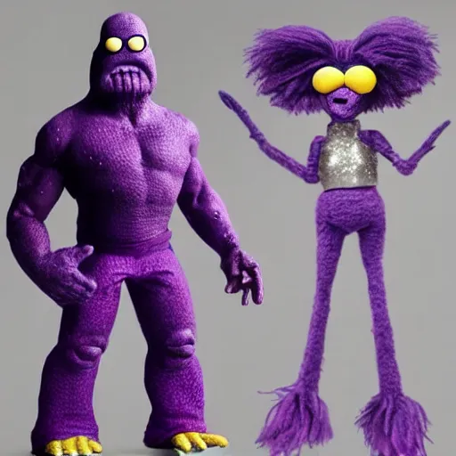 Image similar to Thanos as a Muppet