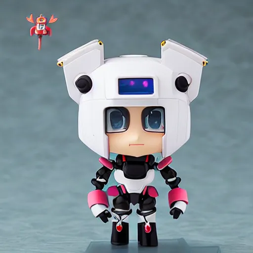 Prompt: high quality portrait flat matte painting of cute robot in the style of nendoroid and Toon gundam , flat anime style, thick painting, medium close-up