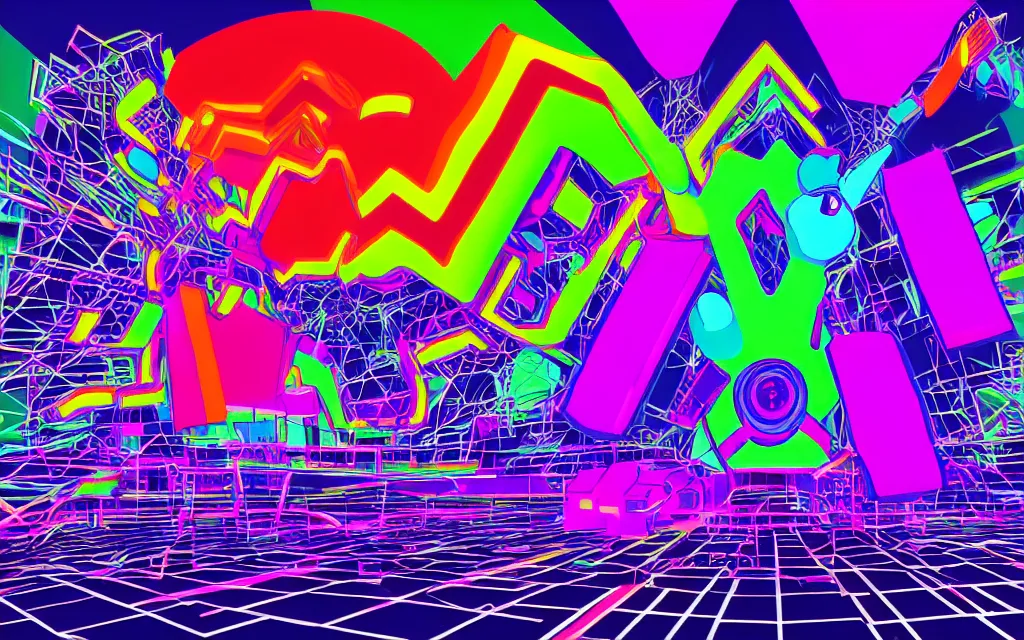 Prompt: the electric hyperpop castle technopop futurist, award winning digital art, technicolor