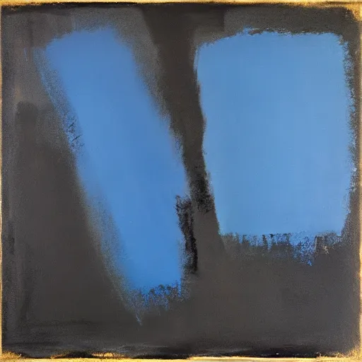 Image similar to painting, black and blue, in the style of mark rothko