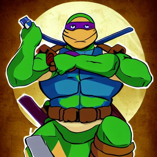 Image similar to Character portrait of Raphael from the Teenage Mutant Ninja Turtles in the style of Suikoden 2