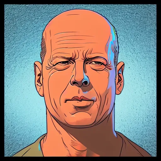 Image similar to “ bruce willis retro minimalist portrait by jean giraud, moebius starwatcher comic, 8 k ”