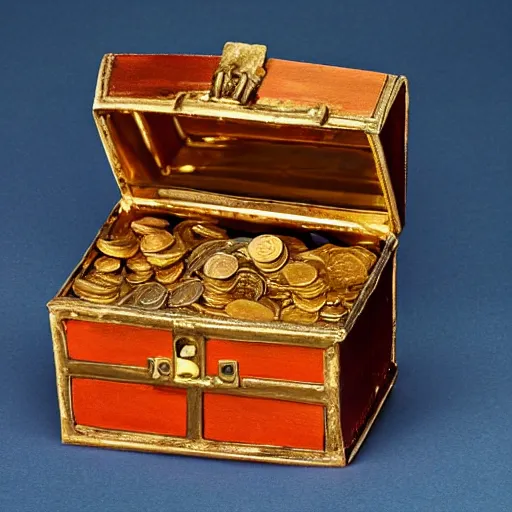 Image similar to a treasure chest full of gold coins and gems