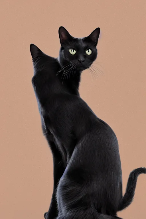 Prompt: a black cat wearing a formal overcoat, profile photo portait