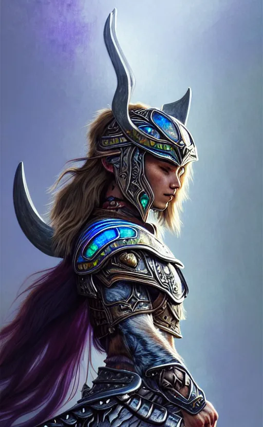 Prompt: iridescent opal viking warrior, wolf armor, winter, morandi color scheme, hd, illustration, epic, d & d, fantasy, intricate, elegant, highly detailed, wide angle, digital painting, artstation, concept art, smooth, sharp focus, illustration, wallpaper, art by artgerm and greg rutkowski and alphonse mucha and jin xiaodi