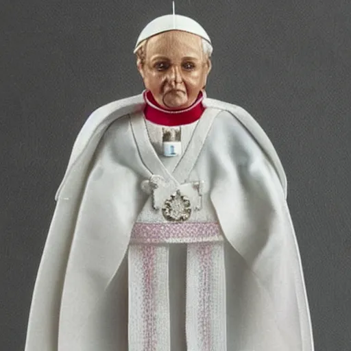 Prompt: “ a doll resembling the pope, highly detailed, highly realistic ”