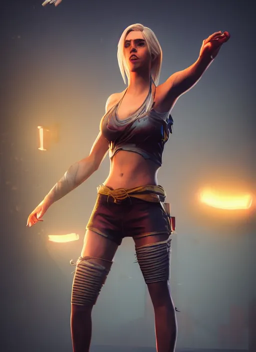 Prompt: An epic fantasy comic book style portrait painting of an athletic blonde female thief dancing, unreal 5, DAZ, hyperrealistic, octane render, cosplay, RPG portrait, dynamic lighting