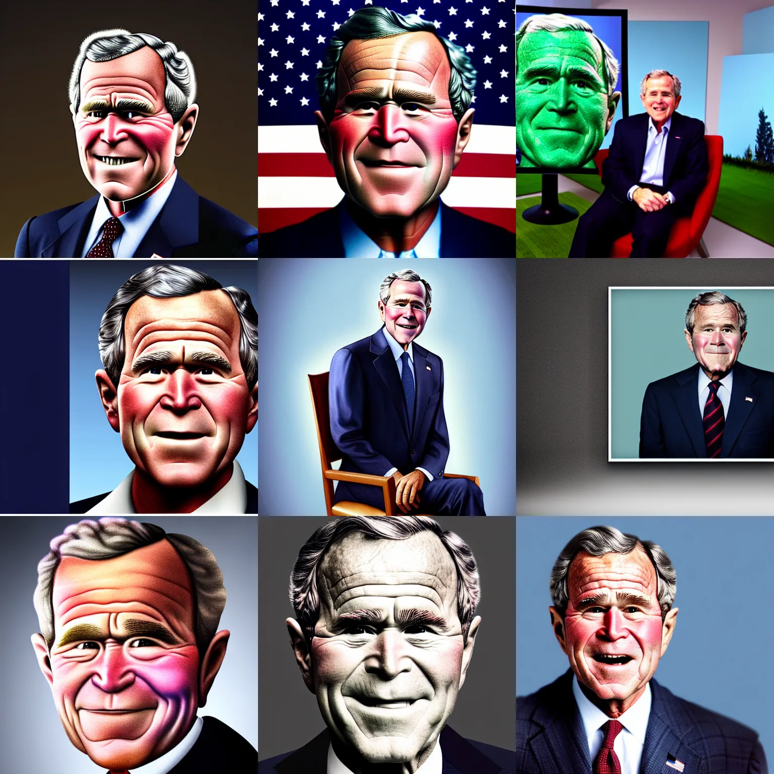 Prompt: george bush as a bush, hyper realistic, studio lighting