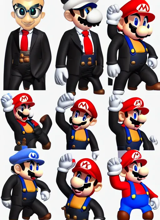 Prompt: super mario in a suit and tie in the style of artgerm