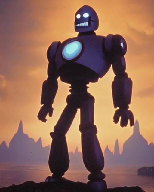Prompt: Iron Giant made of porcelain, Warner Bros. 1999