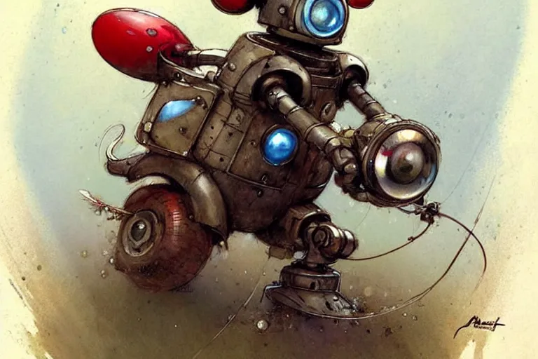 Image similar to adventurer ( ( ( ( ( 1 9 5 0 s retro future robot mouse explorer vehical. muted colors. ) ) ) ) ) by jean baptiste monge!!!!!!!!!!!!!!!!!!!!!!!!! chrome red