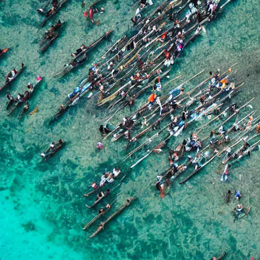 Image similar to aerial hd photograph of a crowd of sentinelese tribe from the andaman and nicobar islands looking into camera