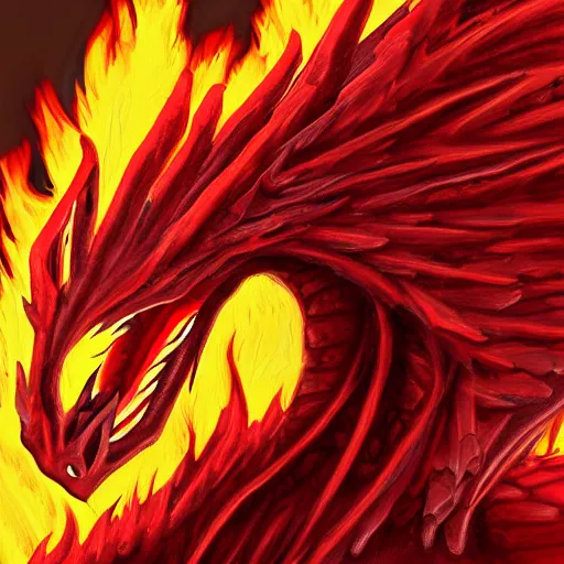 Prompt: close up of flamming fire dragon digital art