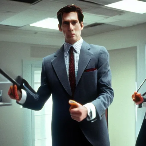 Image similar to Jim Halpert as Patrick Bateman in American Psycho