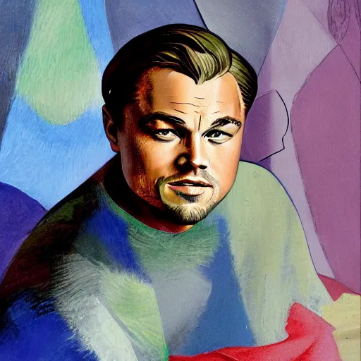 Prompt: leonardo dicaprio painted by picasso