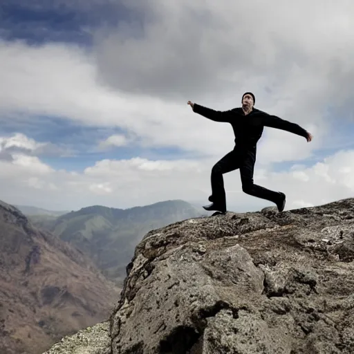 Prompt: a man jumping on the bad and breaking it