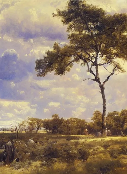 Image similar to artwork painting of texas by wlop, eugene von guerard, ivan shishkin, john singer sargent