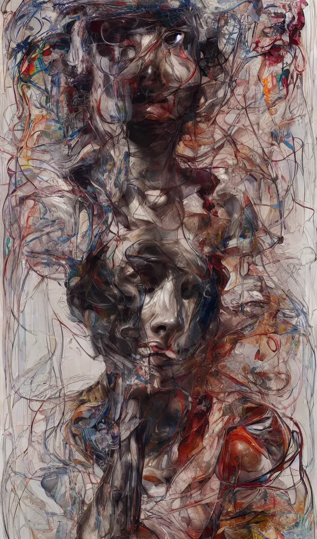 Prompt: it is only with the heart that one can see rightly ; what is essential is invisible to the eye. expressive sadness and fear, full body by jenny saville, scifi, neo - gothic, intricate, rich deep colors. part by james jean, part by adrian ghenie and gerhard richter.