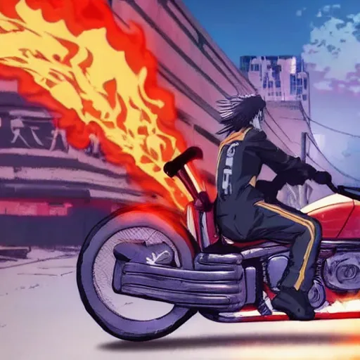 Image similar to Ghost rider on Keneda bike In AKIRA 4K quality anime