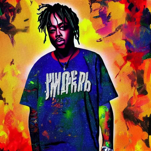 Image similar to juice wrld as a painting 4K detail