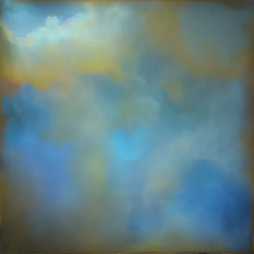 Image similar to crying girl, covered in yellow and blue clouds, by kim keever