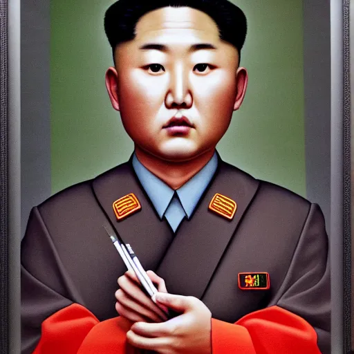 Image similar to hyperralism araki hobuyoshi style photography of hyperrealism detailed north korean kim chen with perfect face playing detailed xbox and smoking weed in basement bedroom