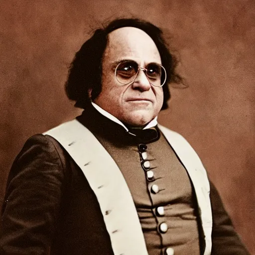 Prompt: Danny DeVito as a Civil War confederate general, color photograph