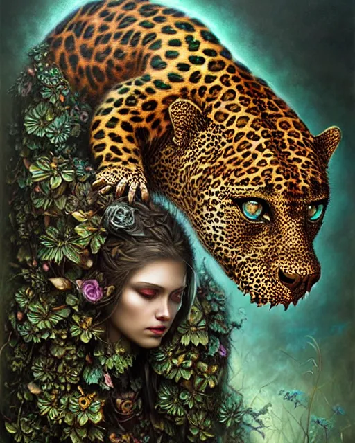 Image similar to a detailed portrait of dreampunk princess leopard crocodile hybrid mix beautiful! floral by tomasz alen kopera and peter mohrbacher