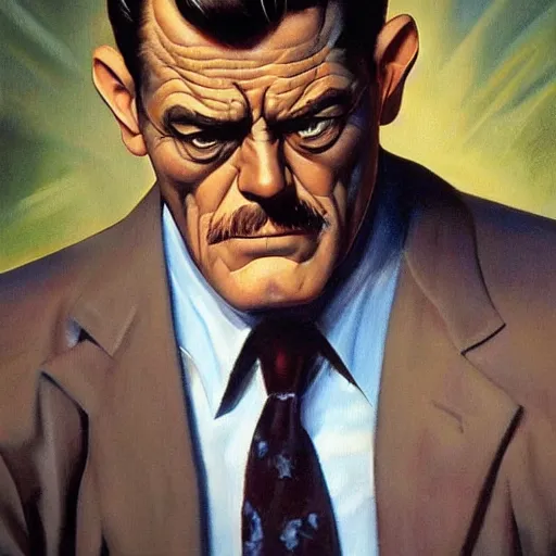 Prompt: ultra realistic portrait painting of john jonah jameson jr, art by frank frazetta, 4 k, ultra realistic, highly detailed, epic lighting