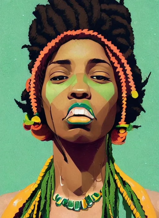 Prompt: 1998 Gorgeous Rasta woman by Sachin Teng :5 attractive, stylish, designer , green, smoke, marijuana, asymmetrical, Matte Painting , geometric shapes, hard edges, graffiti, street art:4 Masterpiece, impressive detail, colorful, by Sachin Teng:4