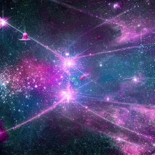 Prompt: anime style hd wallpaper of outer space horizon, glittering stars scattered about, lavender and pink colors