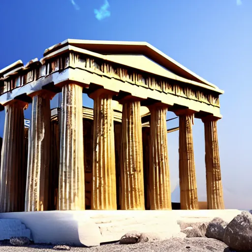 Image similar to Greek temple https://firebasestorage.googleapis.com/v0/b/noonshot-prod.appspot.com/o/midjourney%2Fimages%2Ff423f027-cf95-4bb1-94ca-d0d68da9f669?